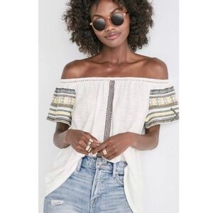 𝅺Lucky Brand Embroidered Bohemian Cotton Top Women’s Size Small NWT Hippie Funky